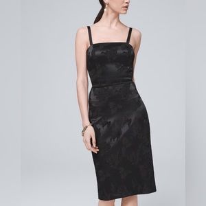 WHBM Floral Jacquard Sheath Dress in Black, Size 4 Petite